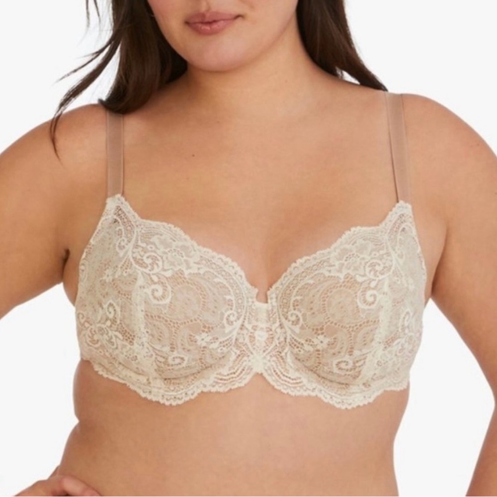ThirdLove Lace Balconette Bra Underwire Lace Taupe White Size 40E
